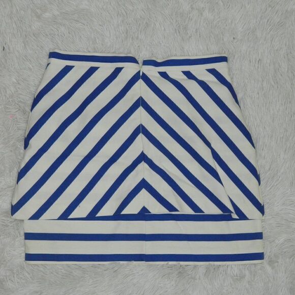 Zara Skirt Blue White ‎ Stripped Mini Skirt Size Medium - Picture 8 of 10